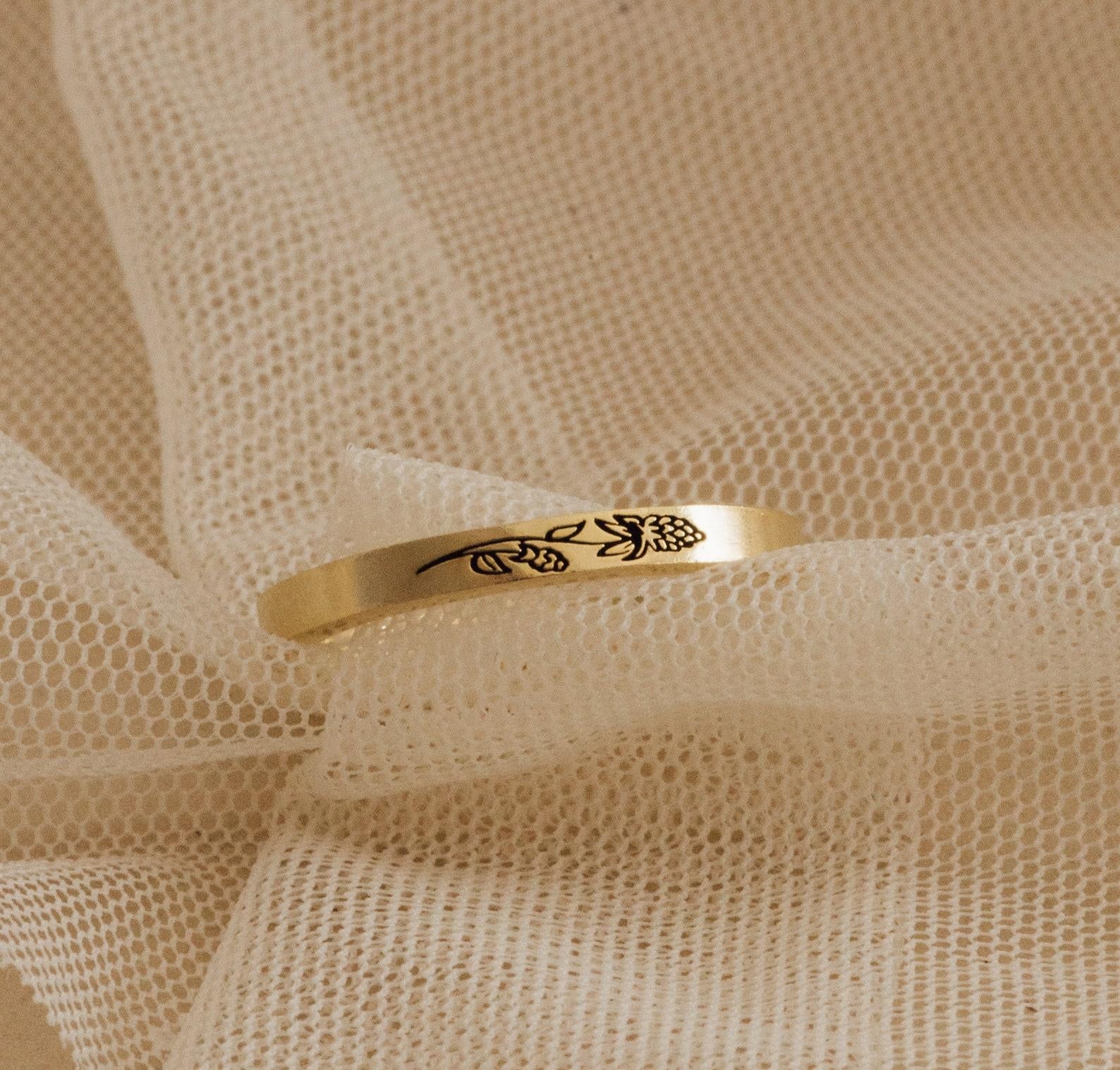 Personalized Engraved Floral Friendship Ring