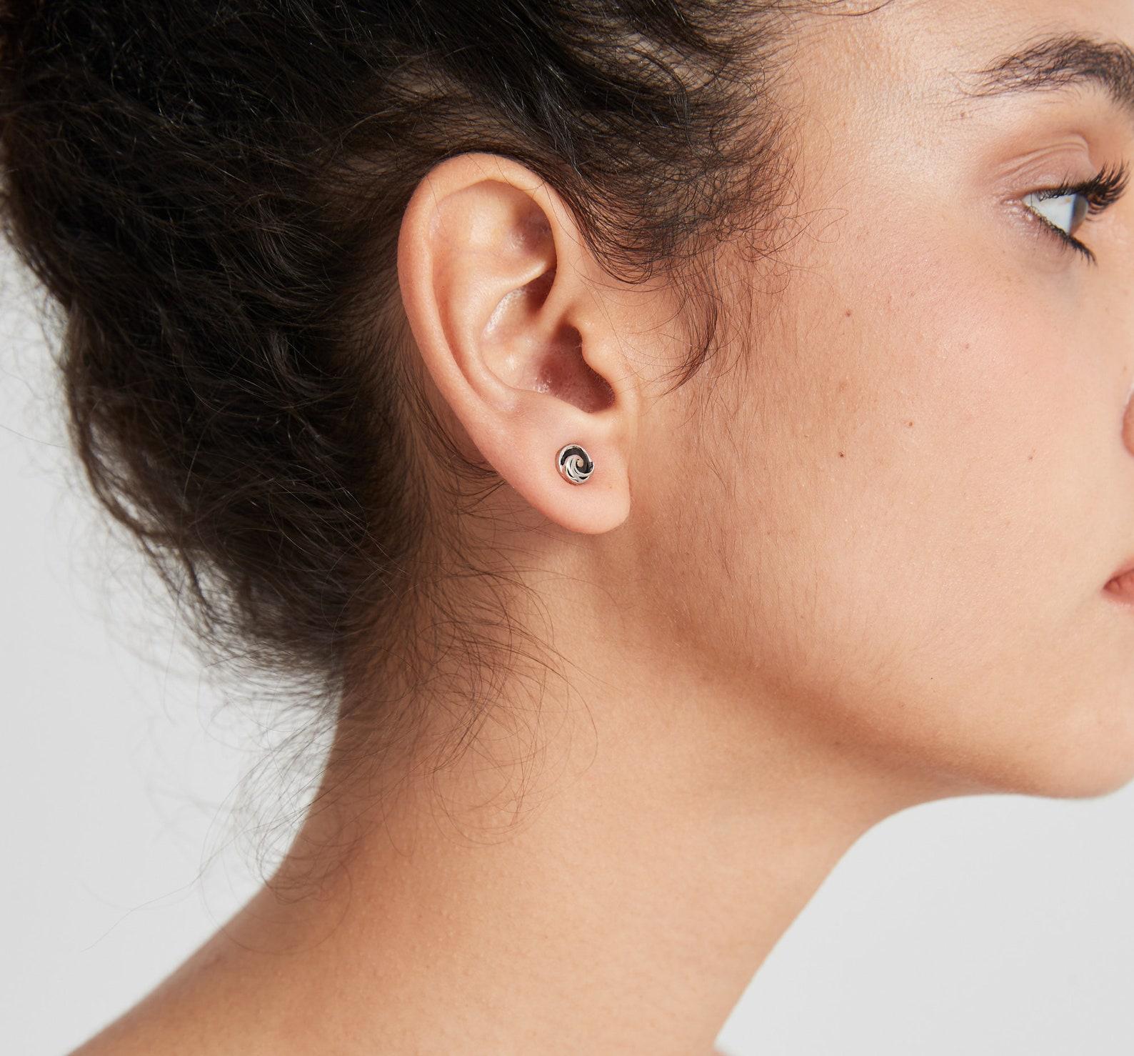 Dainty Mountain Ocean Stud Earrings