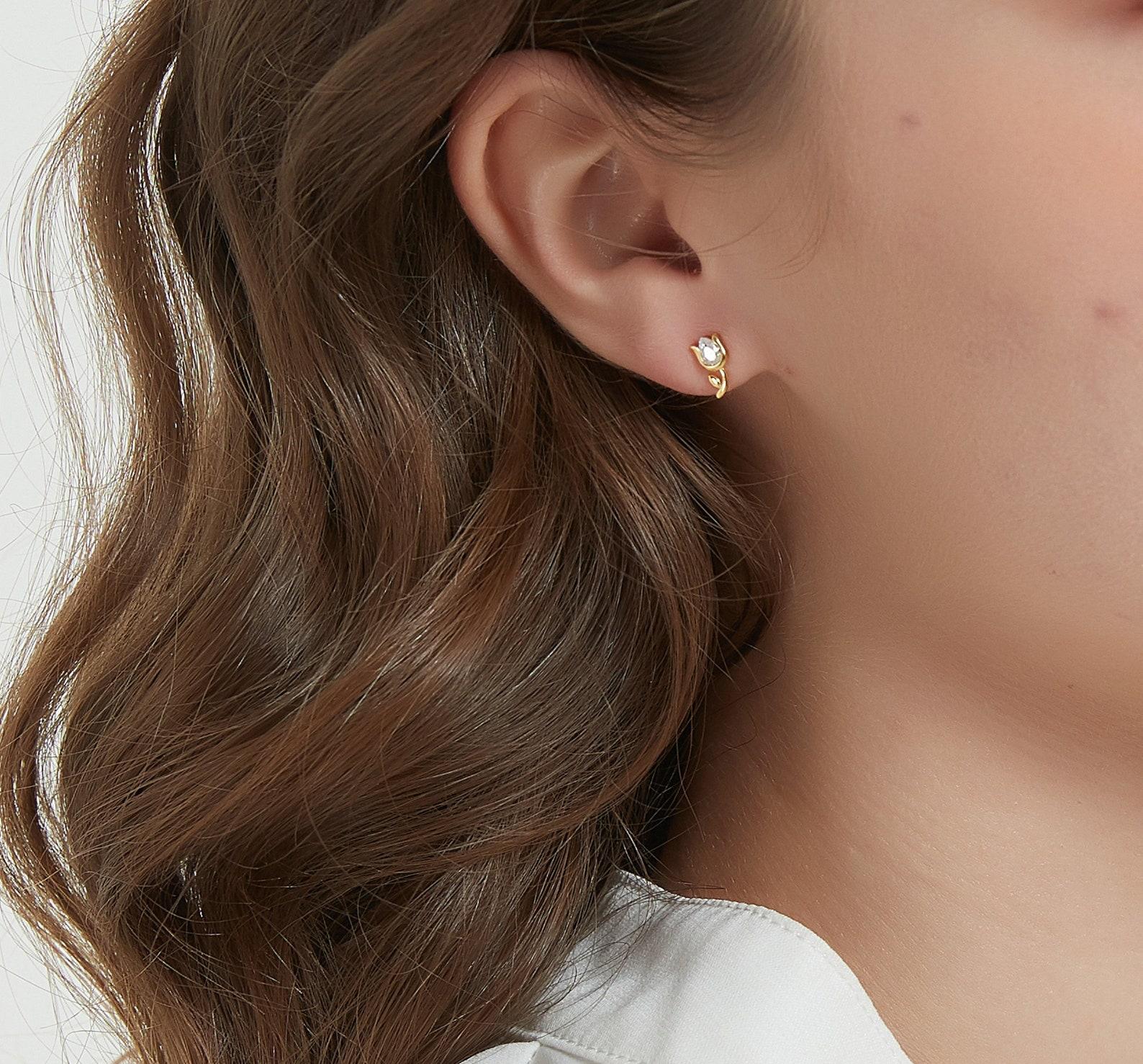 Dainty Gold Tulip Stud Earrings