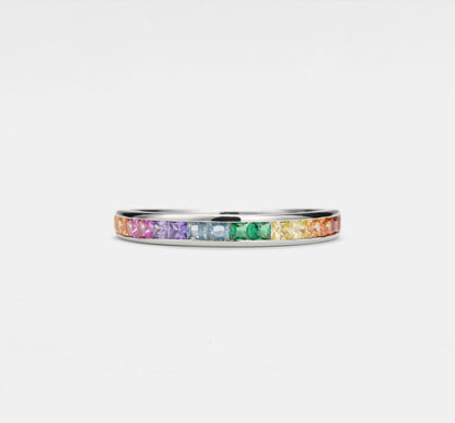 Rainbow Pride Stackable Sterling Silver Ring