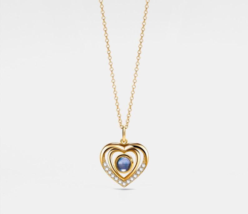 Heart Photo Projection Necklace in Sterling Silver