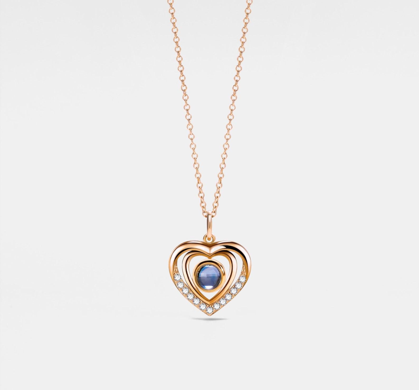 Heart Photo Projection Necklace in Sterling Silver