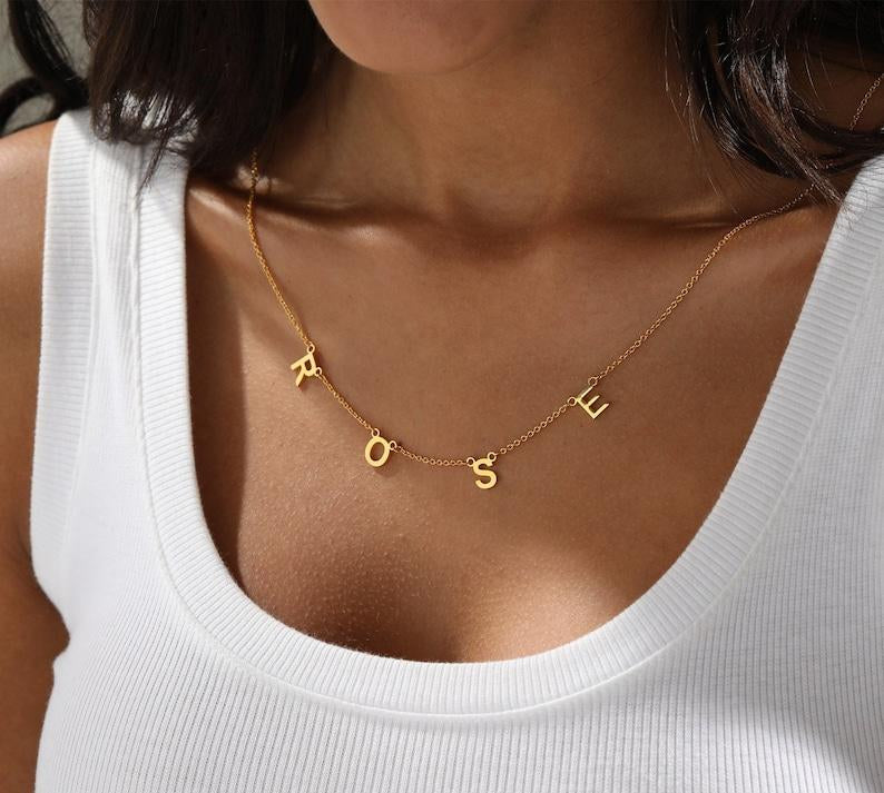 Custom Gold Letter Name Necklace