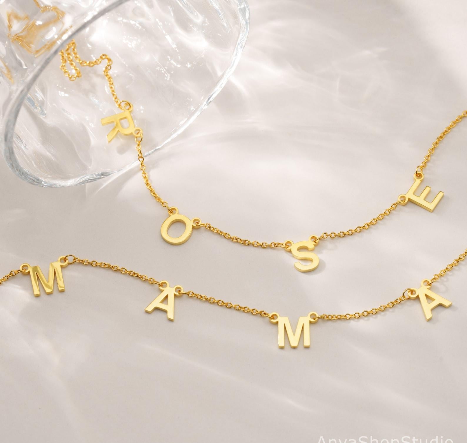 Custom Gold Letter Name Necklace