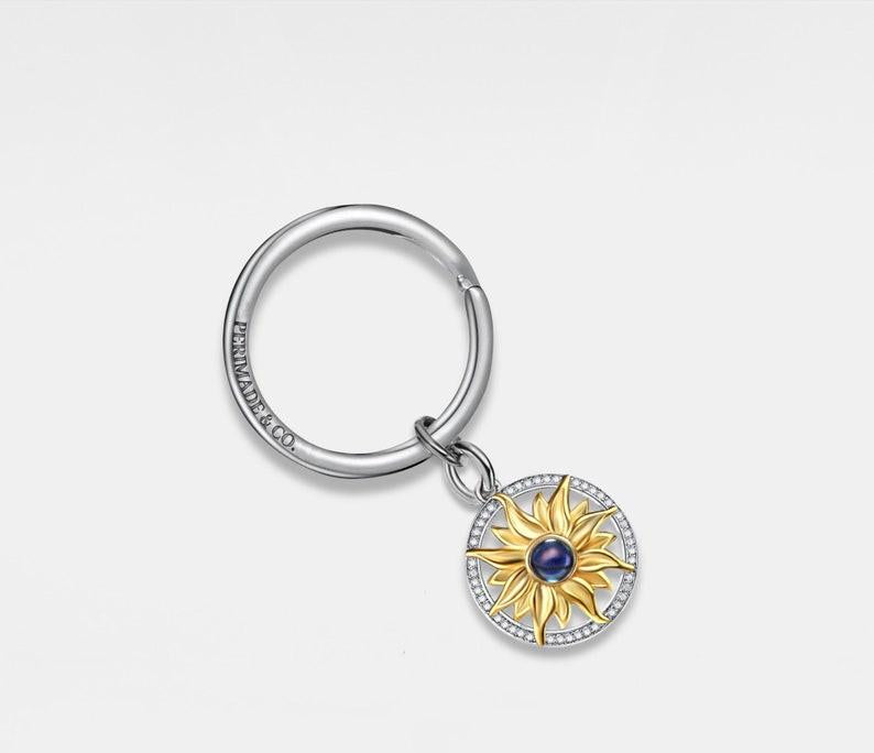 Sunflower Projection Keychain with Photo