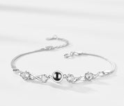 Personalized Silver Flower Projection Bracelet