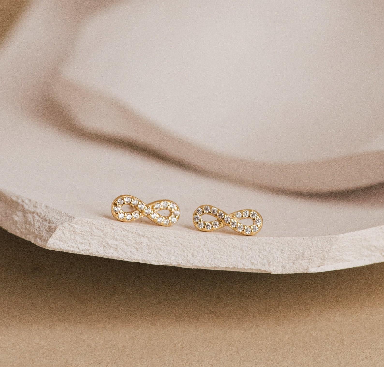 Dainty Infinity Diamond Stud Earrings