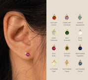 Dainty Birthstone Stud Earrings for Birthdays