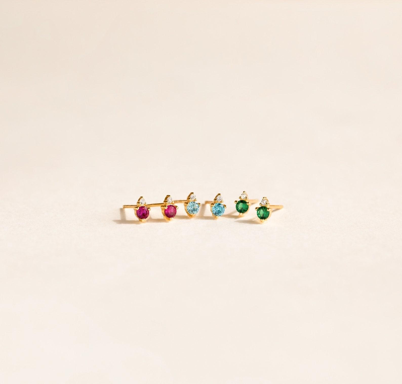 Dainty Birthstone Stud Earrings for Birthdays