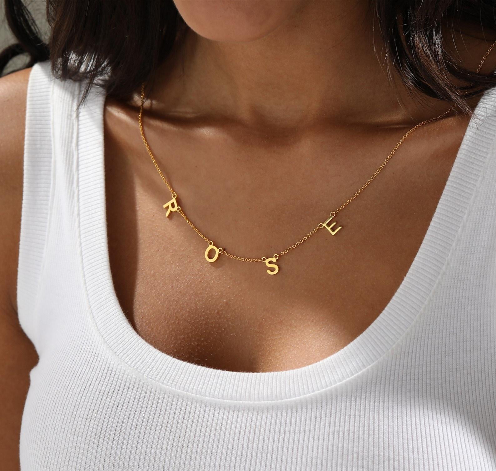 Personalized Initial Name Necklace in Gold