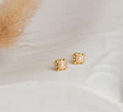 Dainty Pearl Stud Earrings in Gold and Silver