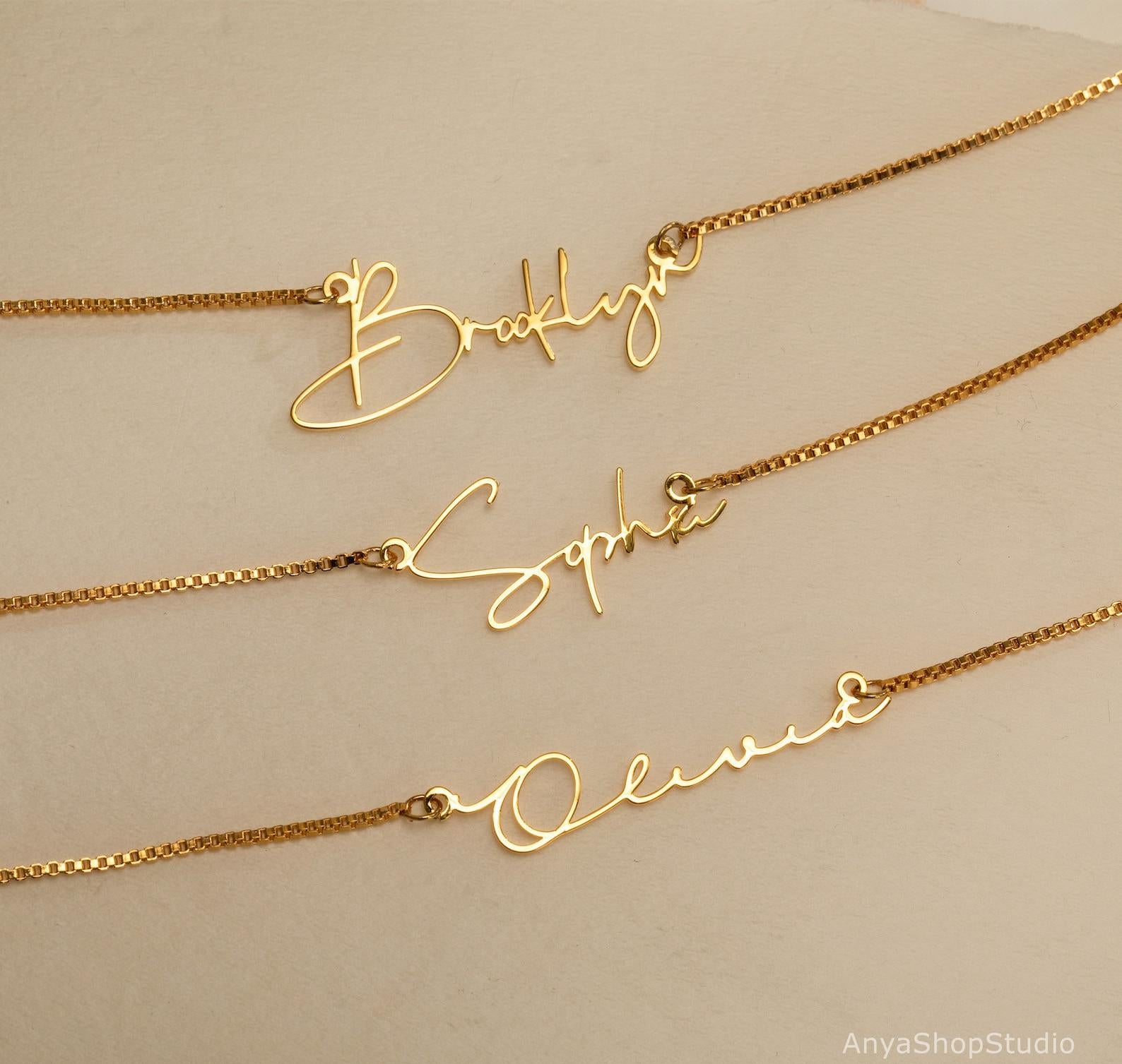 Custom Gold Name Necklace with Box Chain