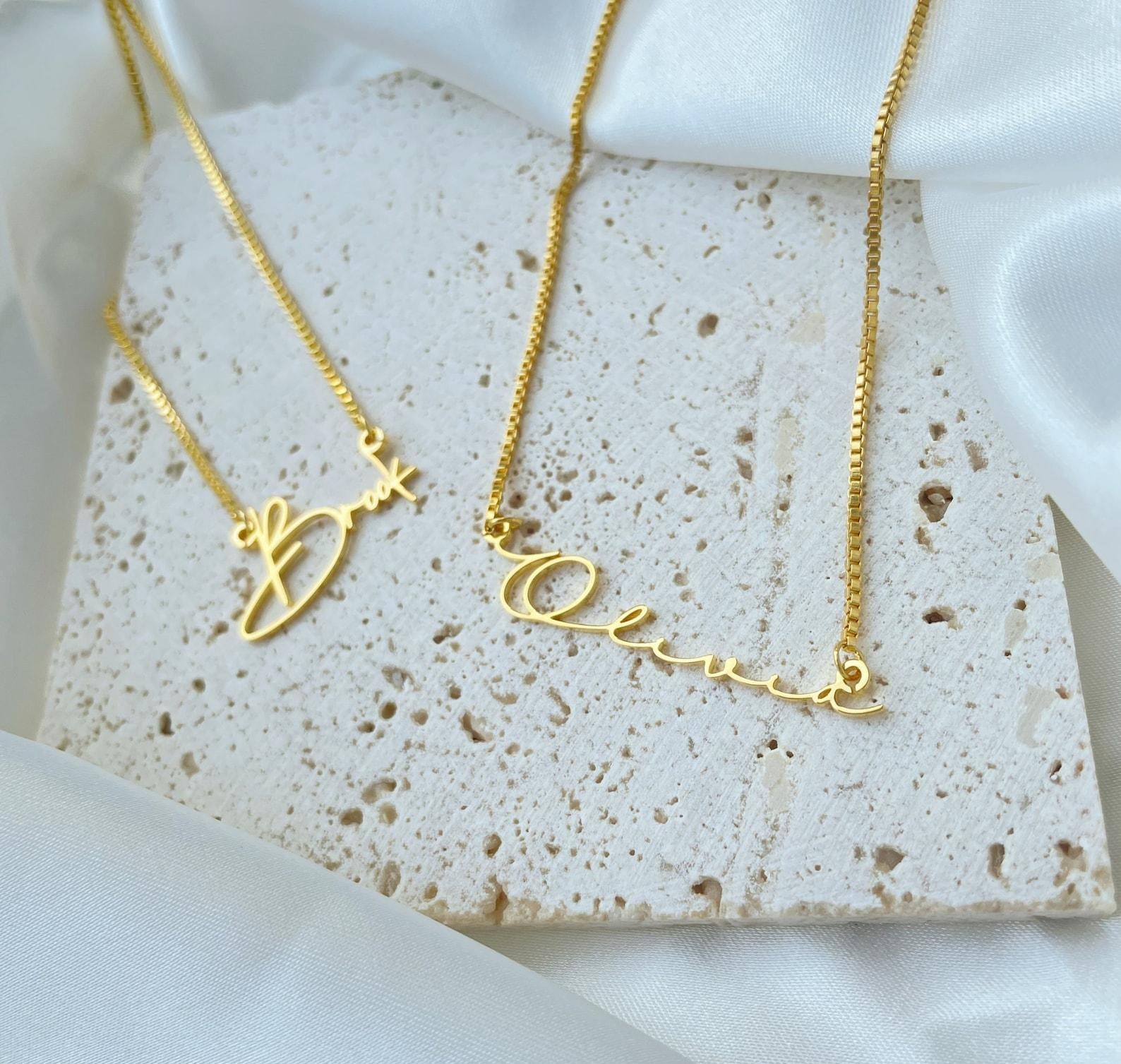 Custom Gold Name Necklace with Box Chain