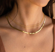 Layering Herringbone and Snake Necklace Chains