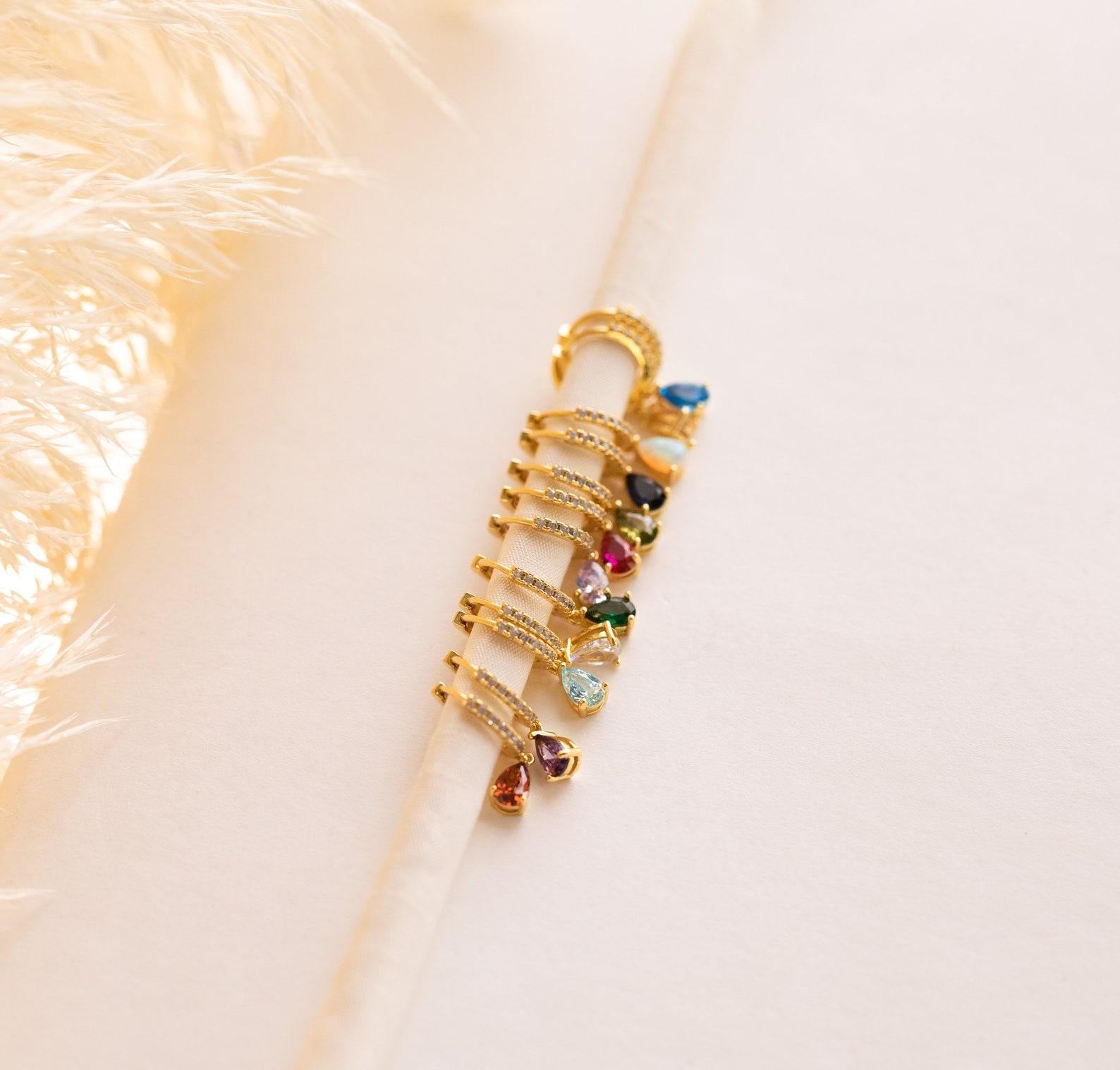 Minimalist Gold Birthstone Hoop Earrings