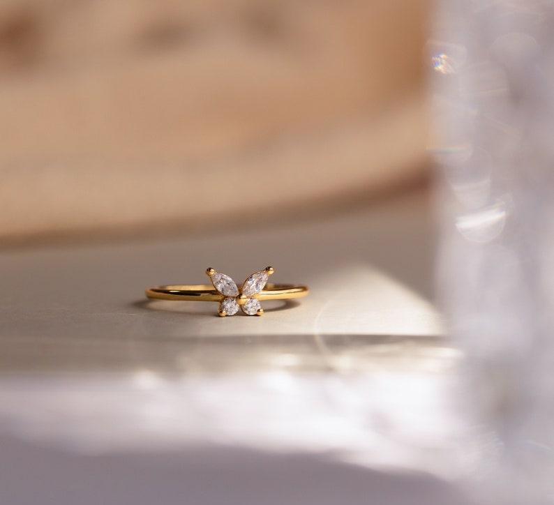 Dainty Diamond Butterfly Ring