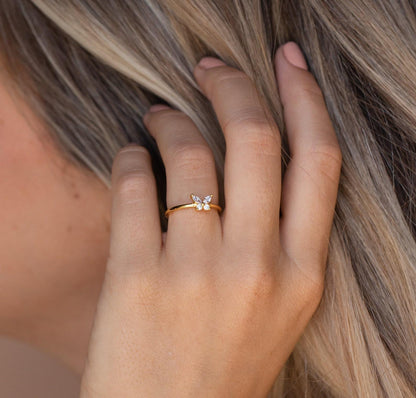 Dainty Diamond Butterfly Ring