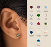 Custom Birthstone Trio Studs for Moms