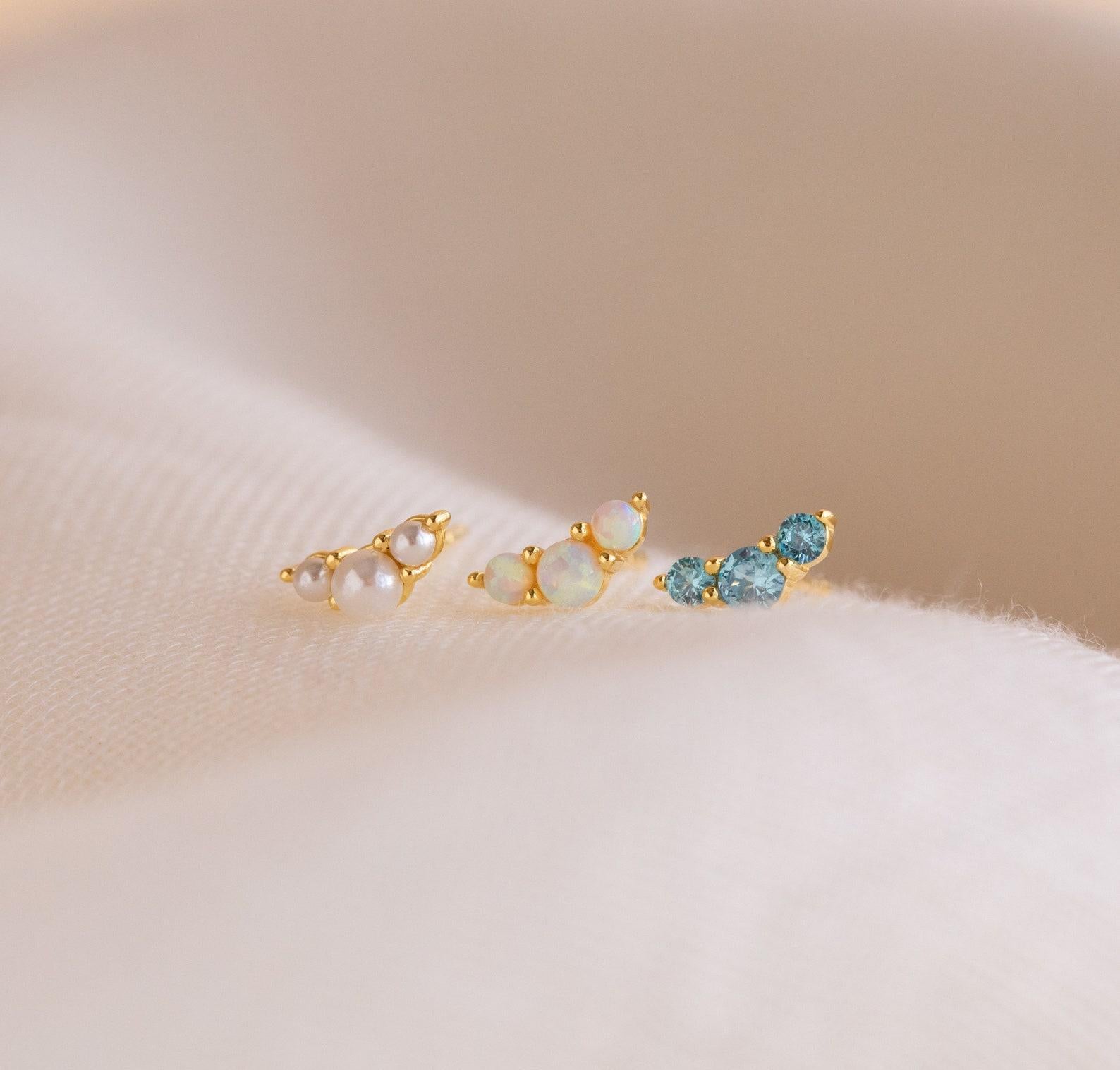 Custom Birthstone Trio Studs for Moms