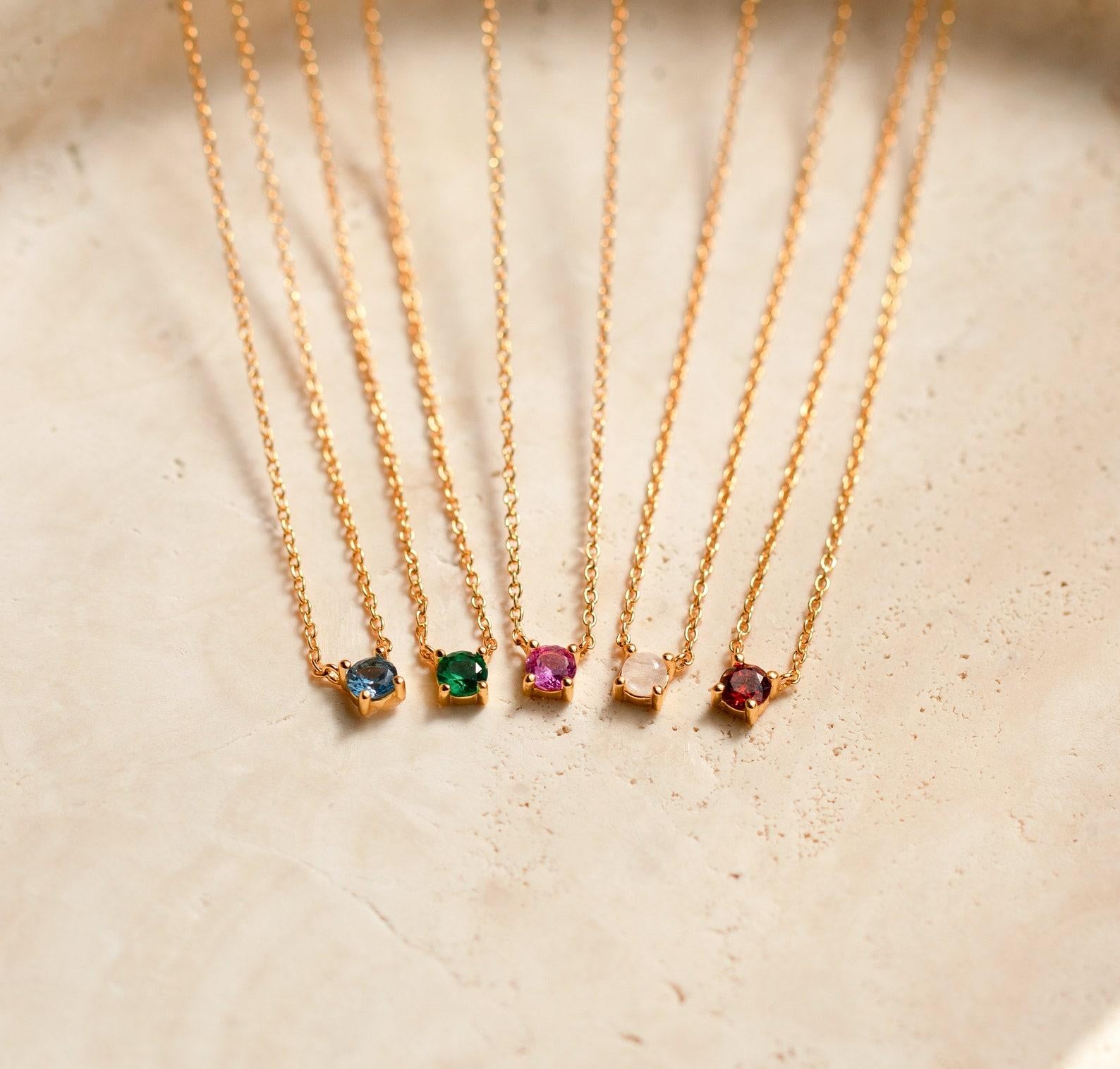 Personalized Gold Birthstone Necklace