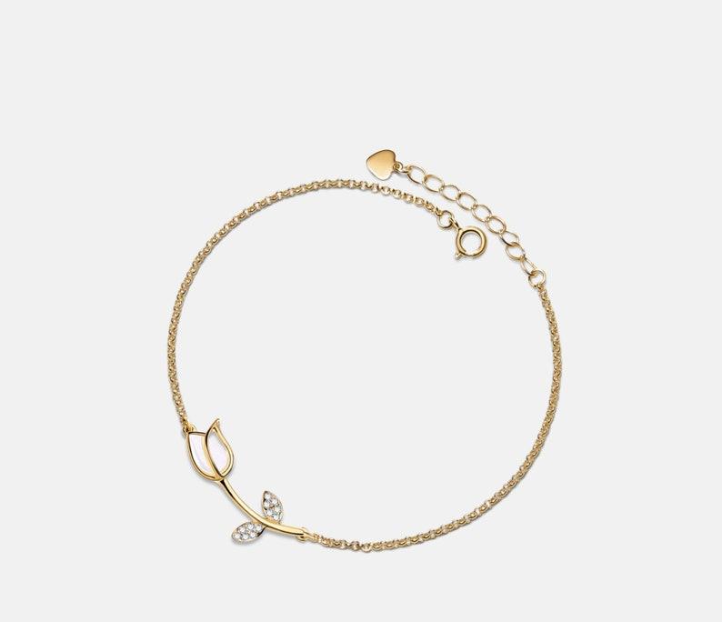 Dainty Gold Opal Tulip Bracelet