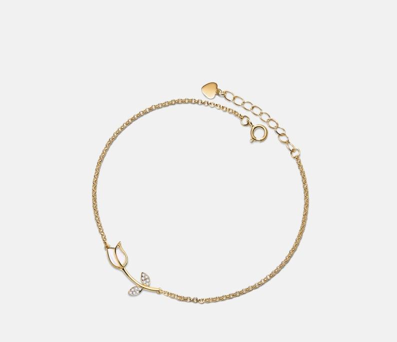 Dainty Gold Tulip Flower Anklet