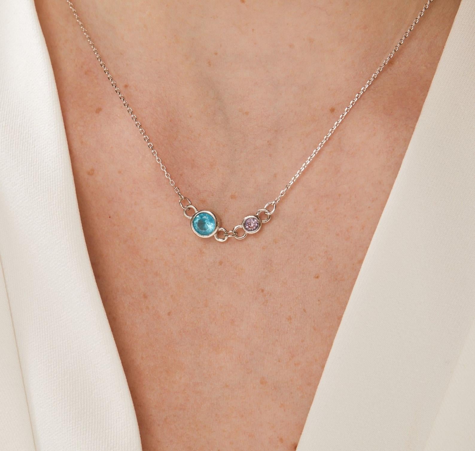 Personalized Mother and Child Birthstone Necklace