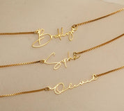 Personalized Gold Name Necklace with Box Chain