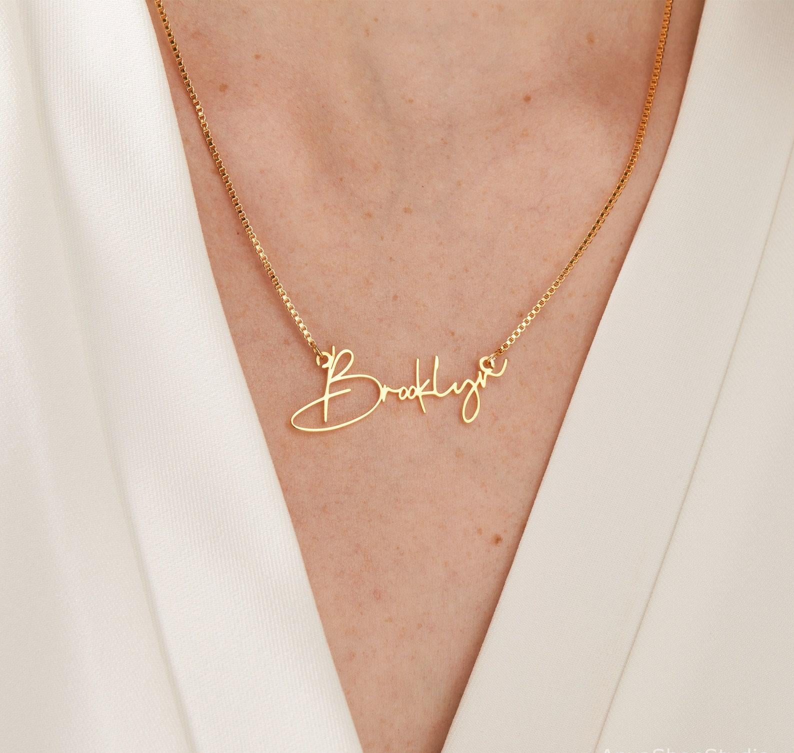 Personalized Gold Name Necklace with Box Chain