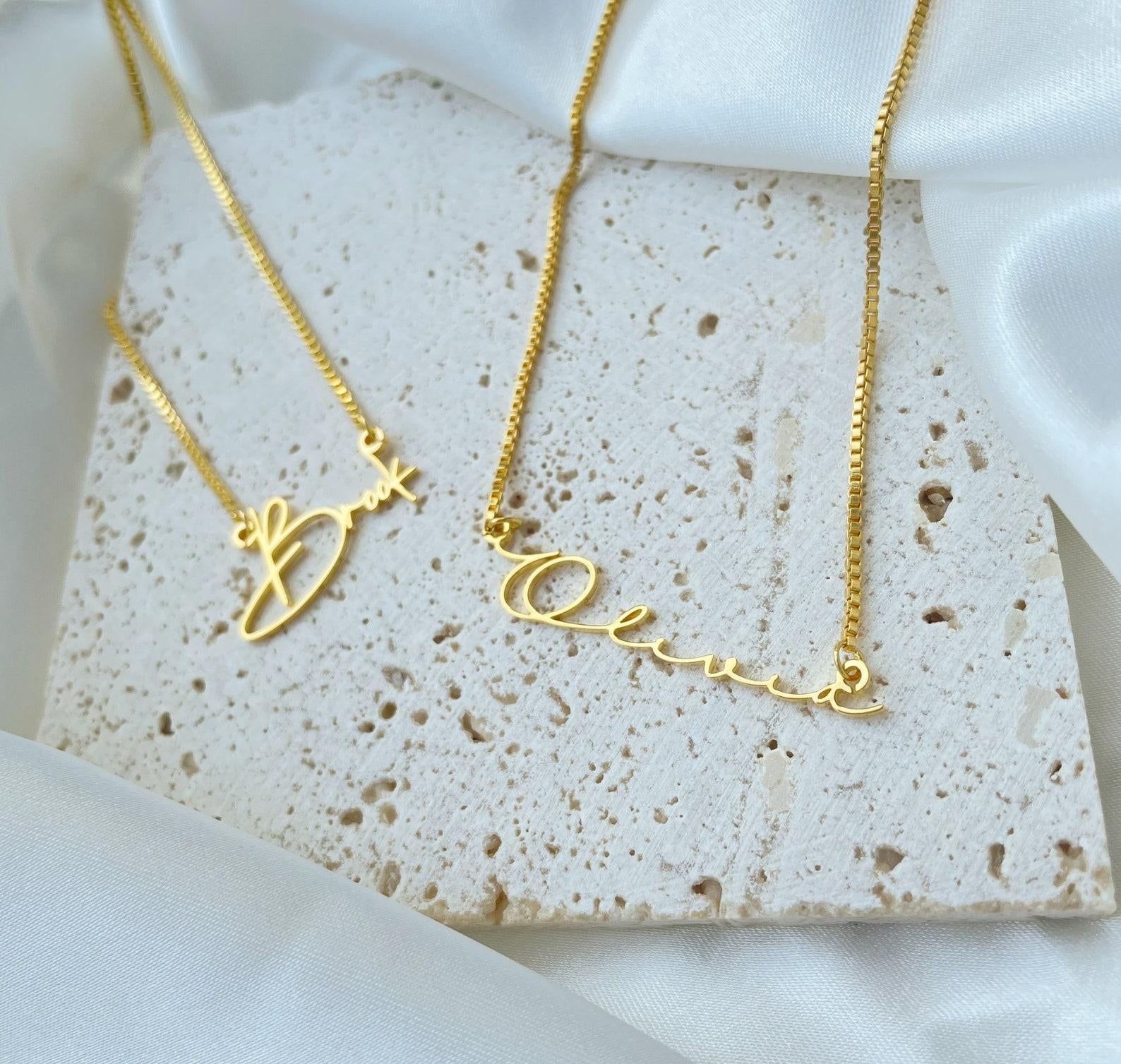 Personalized Gold Name Necklace with Box Chain