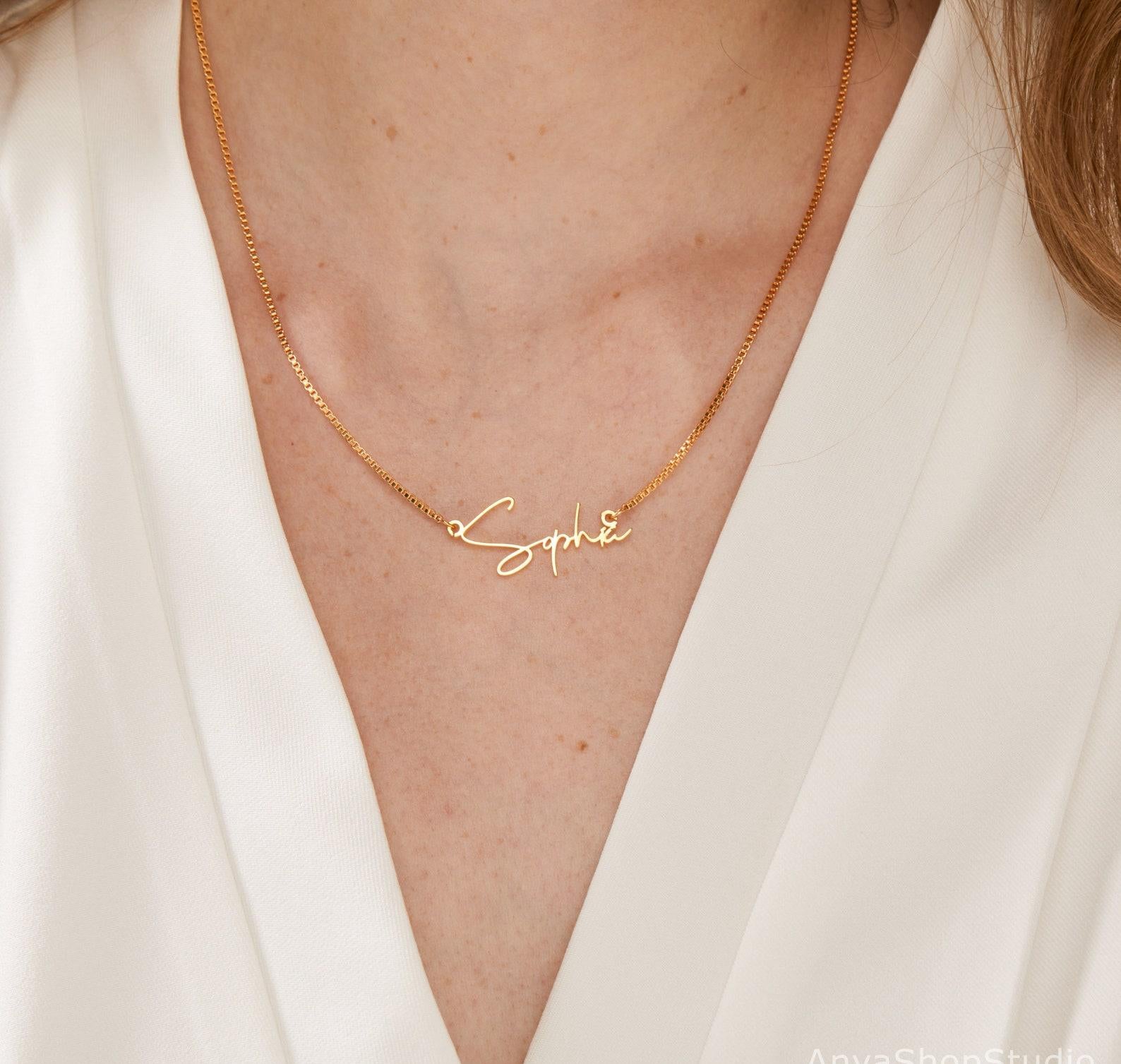 Personalized Gold Name Necklace with Box Chain