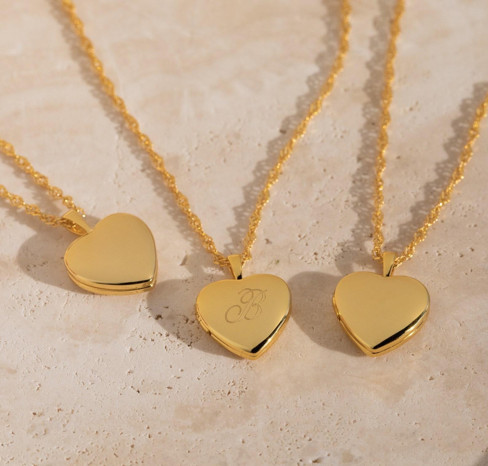 Personalized Initial Heart Locket Necklace