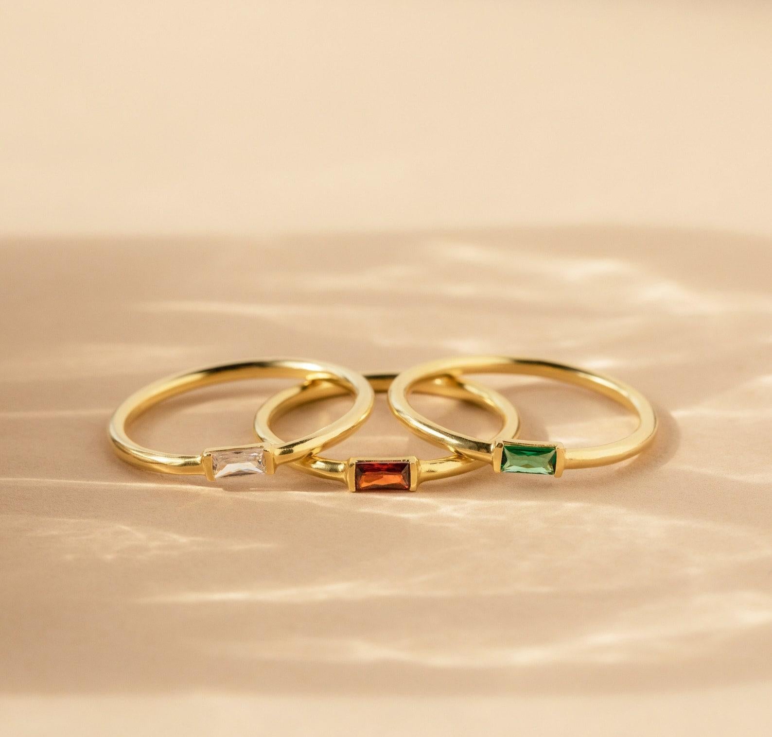 Custom Baguette Birthstone Stackable Ring