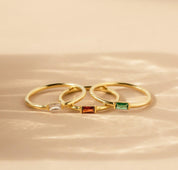 Custom Baguette Birthstone Stackable Ring