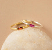 Custom Baguette Birthstone Stackable Ring