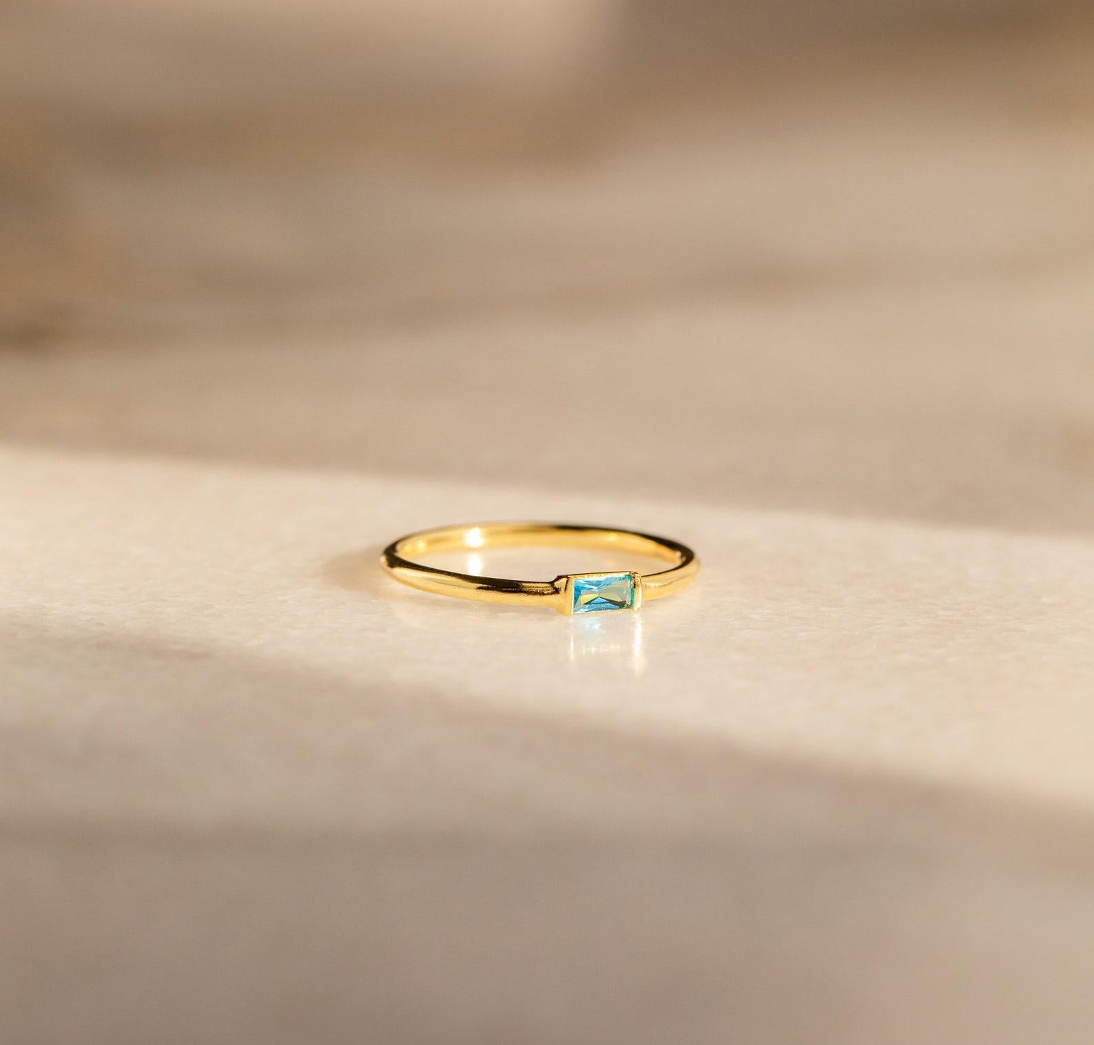 Custom Baguette Birthstone Stackable Ring