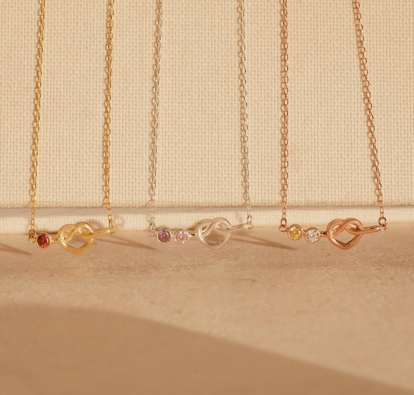 Personalized Love Knot Birthstone Necklace