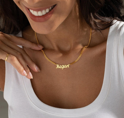 Custom 18K Gold Gothic Name Necklace