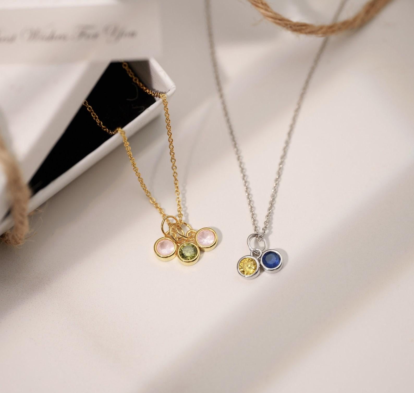 Custom Birthstone Family Necklace for Gifts