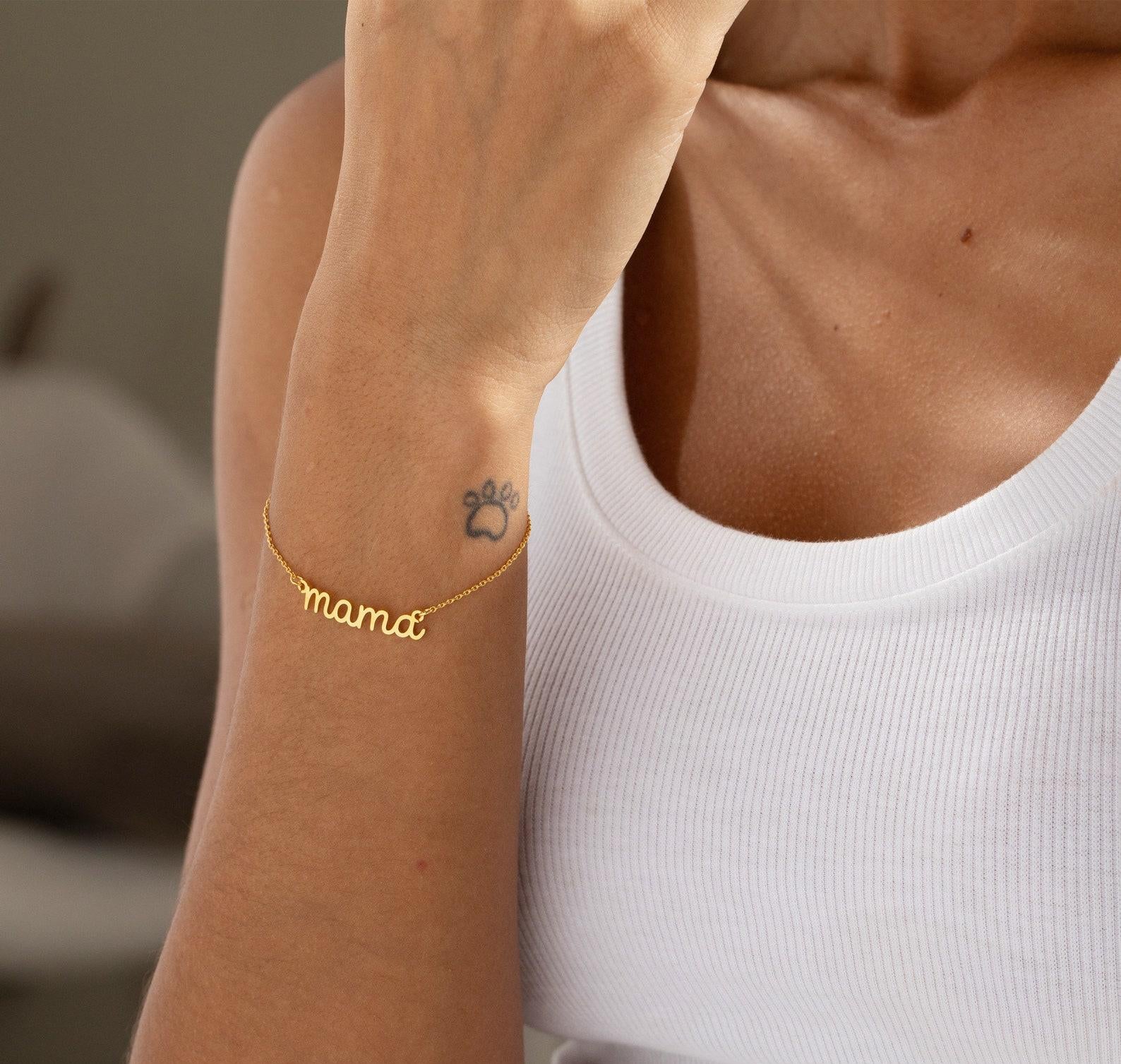 Personalized 18K Gold Mama Bracelet