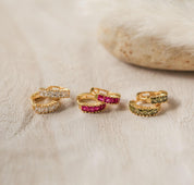 Personalized Gold Hoop Earrings with Birthstone