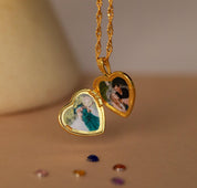 Personalized Gold Heart Locket Necklace