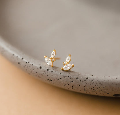 Dainty Diamond Stud Earrings in Silver