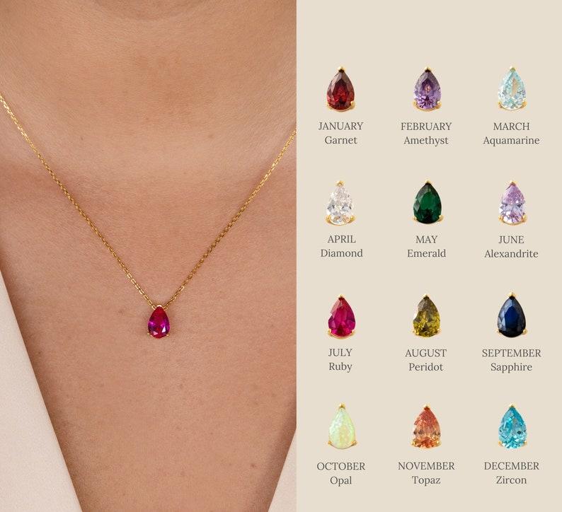 Personalized Birthstone Teardrop Necklace