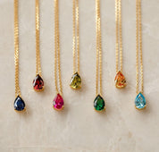 Personalized Birthstone Teardrop Necklace