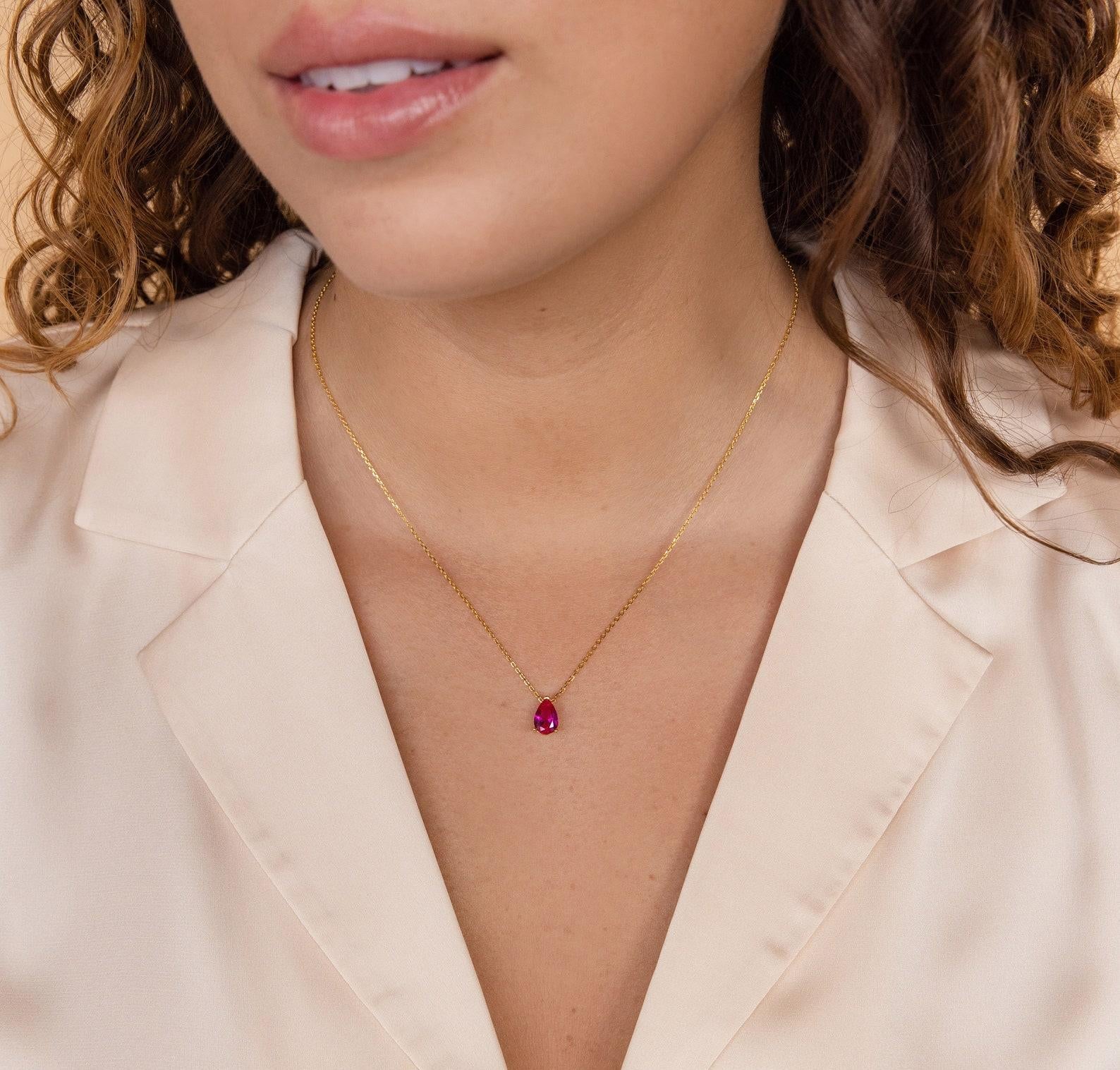 Personalized Birthstone Teardrop Necklace