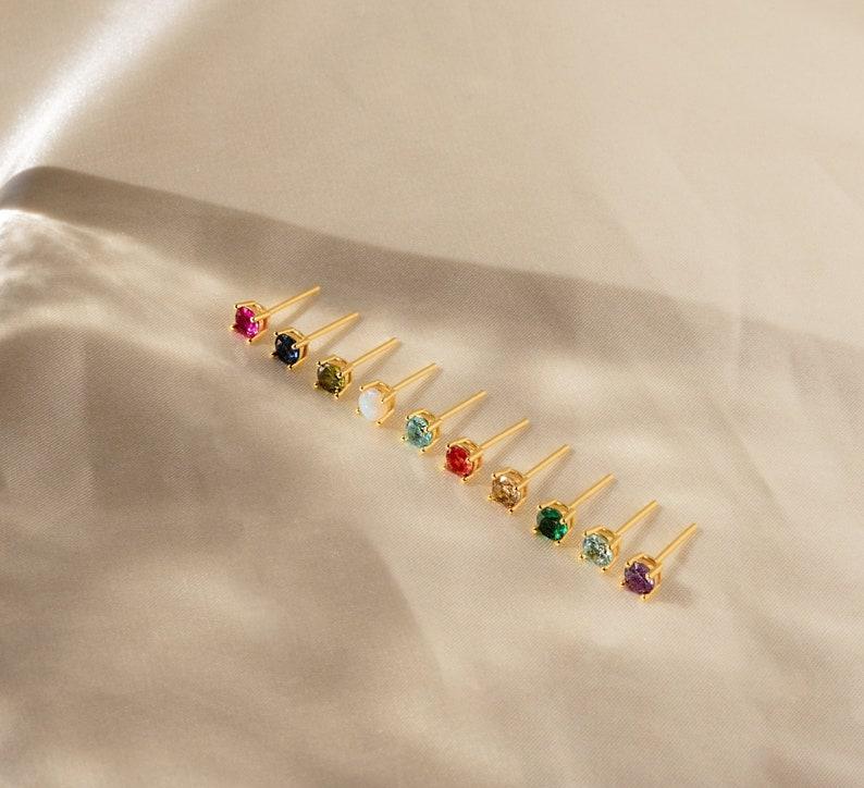 4mm Birthstone Stud Earrings for Everyday Wear