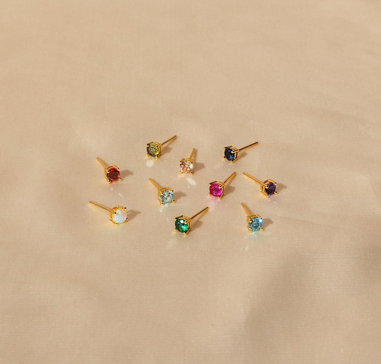 4mm Birthstone Stud Earrings for Everyday Wear