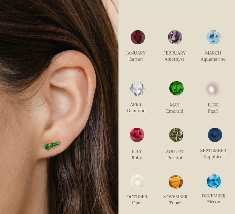 Custom Birthstone Bar Stud Earrings