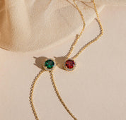 Vintage Birthstone Necklace with Diamond Pendant